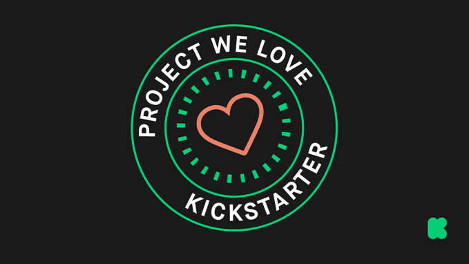 Kickstarter "Projects We Love" badge recognizing illumibite for innovation and design in hands-free lighting. 